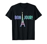 Photo Gallery bon jour paris - maglietta con torre eiffel maglietta Photo Gallery bon jour paris - maglietta con torre eiffel maglietta