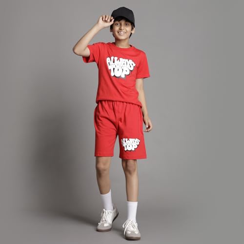 Image of T2F Boys Cotton Printed Regular Fit T-Shirt and Shorts Clothing Set (Pack of 3)