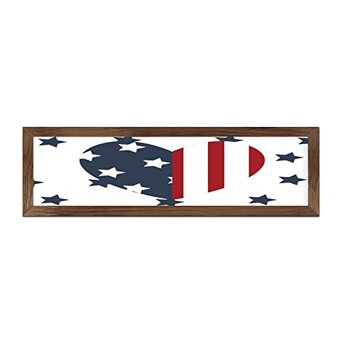 Panneau mural en bois God Bless America cadre 15x50 cm decoration 4th of July
