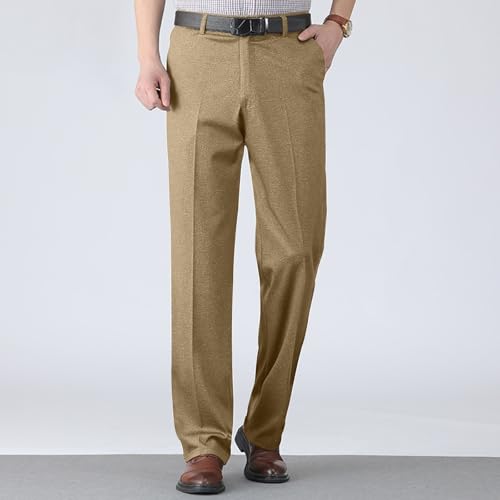 Dress Pants for Men Regular Fit Stretch Comfy Expandable Waist Flat Front Pants Loose Big and Tall Pants with Pockets2
