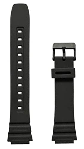 Image of SURU 18mm Resin Watch Strap (Black) Replacement for Casio Watch Models AE1200, AE1300, AE-1200WH, AE-1300WH, F-108WH, W-216H