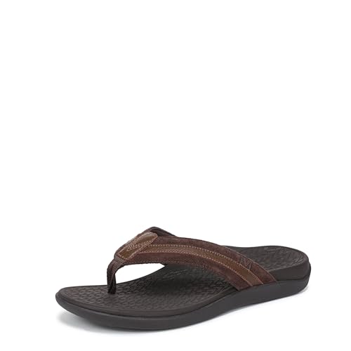 Vionic Mens Tide Ii Flip-Flop Chocolate Ganache Suede 11 M