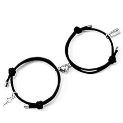 Pulseras Para Parejas Candado Y Llave VU100 2 pulseras magnéticas para parejas con imán pulsera con cerradura con llave a juego, pulsera trenzada de la amistad pulsera ajustable para hombres y mujeres, regalo para el mejor amigo