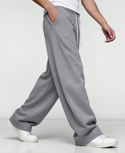 Image of Susclude Mens Lightweight Baggy Sweatpants Wide Leg Gym Lounge with Pockets | Wide Leg, Premium Cotton Blend, Inner /Outer Drawstring, 3 Pockets, Y2K Oversized, Breathable for Gym Lounge All Seasons
