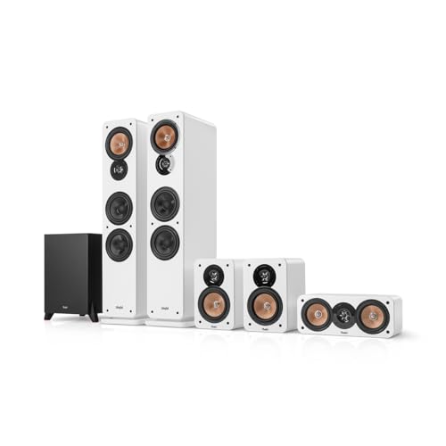 Teufel Ultima 40 Mk4 5.1 Soundsystem Home Cinema - Surround Sound System Heimkino mit Mächtiger Subwoofer, Bassreflex, Kevlar Mitteltöner - weiß