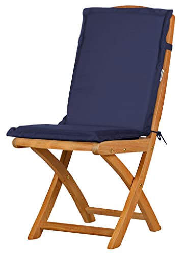Kai Wiechmann Auflage für Gartenstuhl mit Rücken blau Marine Navy dralon waschbar Made in Germany