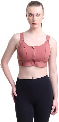 YEXY Women Polyester Spandex High Impact Front Zip Sports Bra Longline Fitness Criss Cross Back Crop Tops for Gym, Yoga &amp; ...