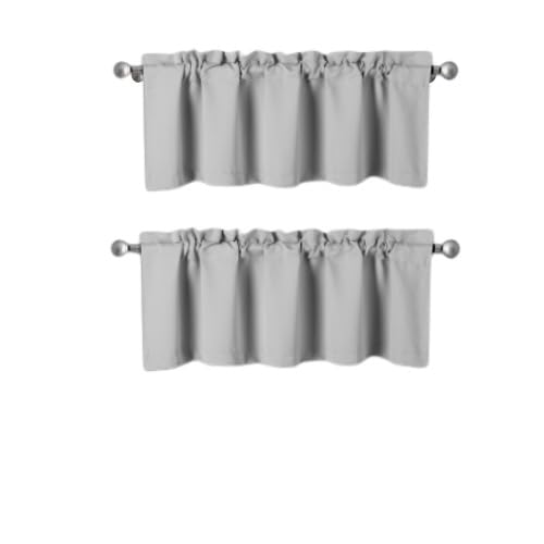 Rod Pocket Sraight Thermal Blackout Window Tier Short Valance 54" Wide x 18" Long (2, TVLO White)