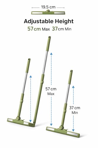 Image of Vasukie Magic Broom Sweeper for Floor Cleaning, 360 Rotating Floor Wiper with Adjustable Stainless Steel Handle, Wet & Dry Use - Bathroom Squeegee Viper for Home Silicone Wiper Mop