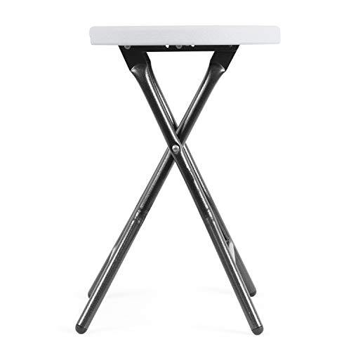 TAVR Portable Folding Stool 18.1 inch Set of 2 Heavy Duty Fold up Stool Foldable Stool for Adults Metal and Plastic Collapsible Round Stool for Kitchen Garden Bathroom,300lbs Capacity,White