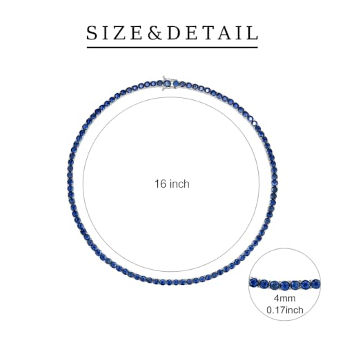Blue Tennis Necklace for Women, Dainty Cubic Zirconia Choker Chain, Elegant Blue Rhinestone Jewelry Gift for Party or Daily Wear4