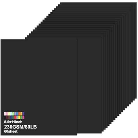 AWQOIU 60 Sheets Black Cardstock Paper 8.5 x 11 Inches – 230 GSM Thick Card Stock for Printing, Crafts, DIY Projects – Heavyweight Printer Paper, Textured Cardstock Cover