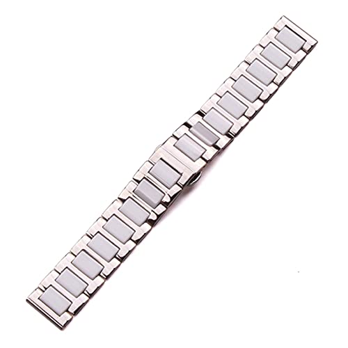 Bracelet montre céramique et acier inoxydable 16 18mm blanc chic