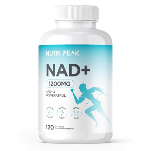 Max Strength NAD+ Supplement | 1200MG | 120 Capsules | Increase NAD Levels | Enhance Anti Aging Effects | Increase Energy Levels | Improve Sleep Quality | Vegan & Gluten Free
