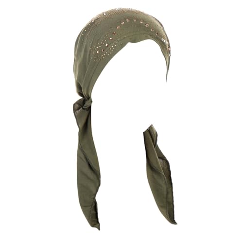Rhinestone Turban Hats for Women Stretch Muslim Beanies Bandana Hijab Headwrap Cap Beanies Headwear Headscarf