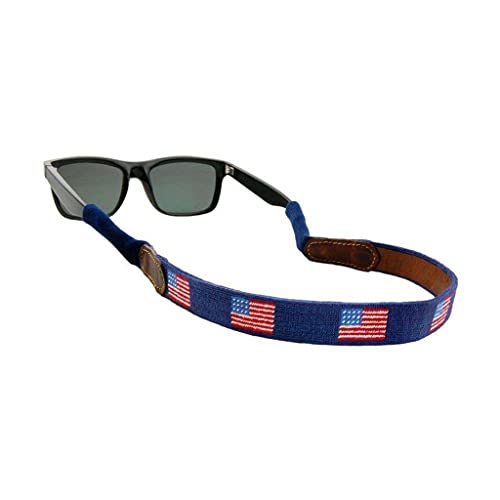 American Flag Needlepoint Sunglass Straps in Classic Navy by Smathers & Branson