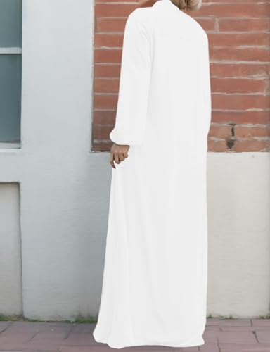 Image of Womens Abaya Muslim Long Sleeve Front Zipper Dress Prayer Islamic Clothes with Pockets