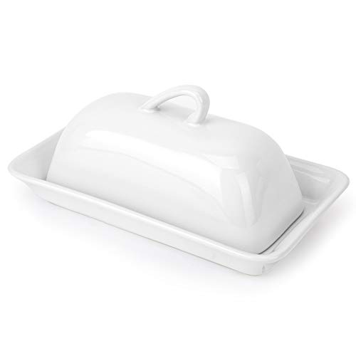 ZivKit Porcelain Butter Dish with Lid,Large Ceramic Butter Dishes Perfect for 2 Sticks