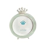 IELEPHONIX 3.5 * 3.5inch Green Enamel Mini Round Picture Frame,rhinestone Silver Metal Edge, Crown,1pc picture random (Green)