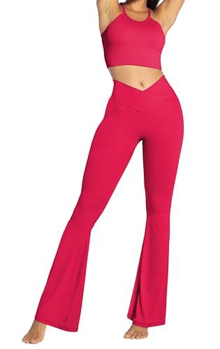 Image of Sunzel Flare Leggings, Crossover Yoga Pants with Tummy Control, High-Waisted and Wide Leg