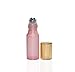 12Pcs 5ml Pearl Color Glass Roller Bottles Roll-on Bottles Vial Container with Stainless Steel Roller Balls and Gold Cap for Essential Oil Perfumes Liquid Aromatherapy+1pc 3ml Free Dropper,Pink