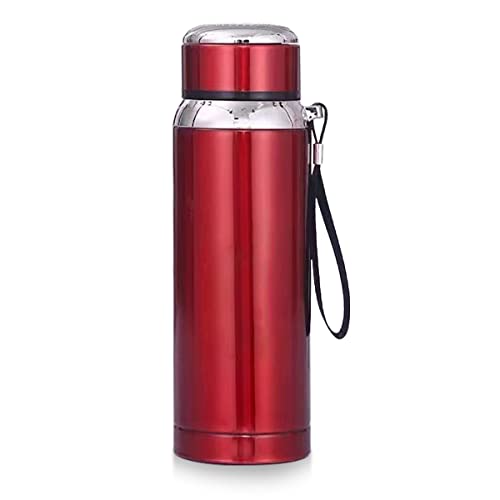 Hieleras, Outdoors Termo de Acero Inoxidable 316, Botella 1000ml de Agua Termo, Doble Pared y Tapa Hermética Antigoteo, con Asa para Transportar (Rojo)