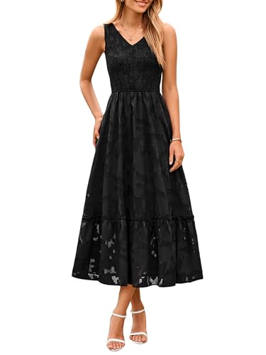 Image of Simplee Womens Semi Formal Dresses for Wedding Guest Floral Lace Midi Dress
