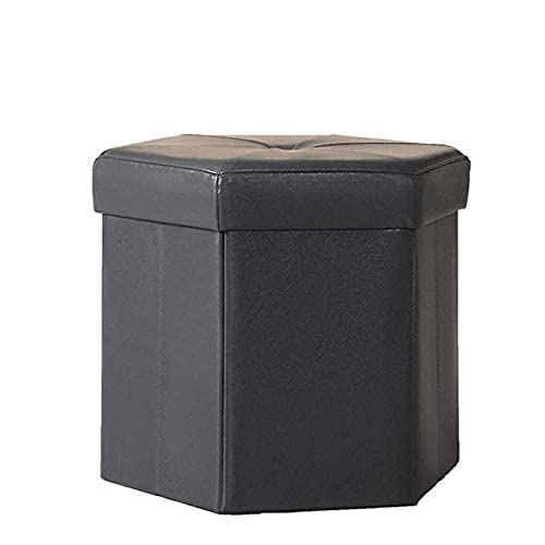 Tabouret de rangement pliable et robuste en PU gris foncé pour s'asseoir