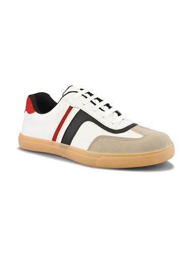 Image of STANPHORD Mens Tpkp 9622 White Black Men Lightweight Comfort Insole Lace-up Sneakers
