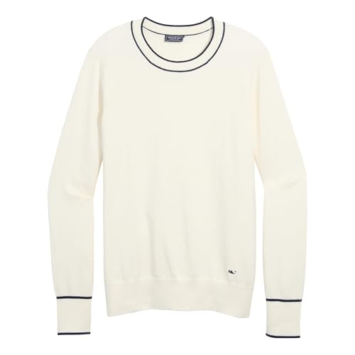 vineyard vines Women's Cotton Cashmere Heritage Tipped Crew Neck