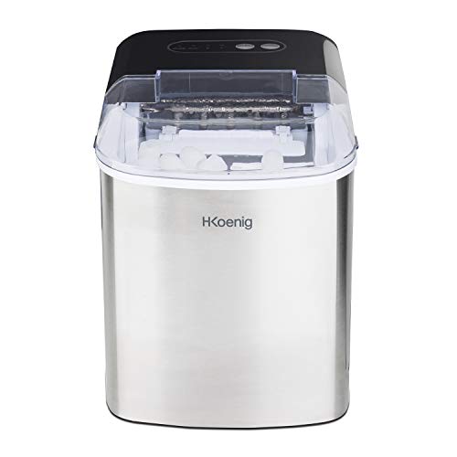 H.Koenig Eiswürfelmaschine ICEK12 - ca. 12 kg Eiswürfel pro Tag, Produktionszeit 6-8 min. - 2 Eiswürfelgrößen - Wasserstandsanzeige, 120 W - Edelstahl - silber – Bild 4