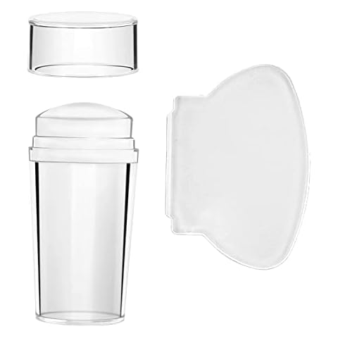 Klar Nail Art Stamper,Silikon French Nails Stempel Nail Art Stamper mit Schaber Nageldesign Zubehör für DIY Kreative Nagelkunstwerkzeuge Zubehör Cover