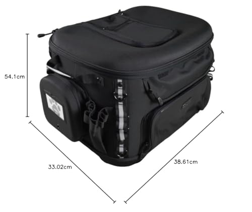Motorrad Grand Pet Palace UV-bewertete vielseitige Haustier-Tragetasche, Moto-Sissy-Bar, Hecktasche mit zwei Schalen, UTV, ATV, Rollgepäck, oberes Fenster, öffnet Haustiertasche, 54,1 x 38,6 x 33 cm