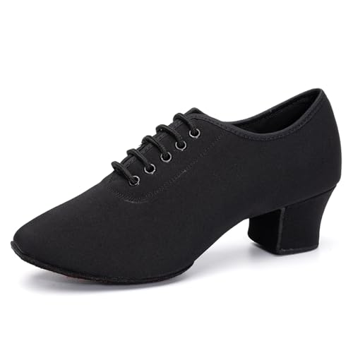AOQUNFS Women's Latin Dance Shoes Ballroom Salsa Split-Sole Rhythm Teaching Professional Practice Dancing Shoes,NJB-5cm,Black,US 7