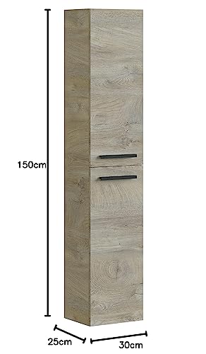 ARKITMOBEL Athena Columna de Baño Suspendida, 2 Puertas, Roble Alaska, Grande - imagen 3