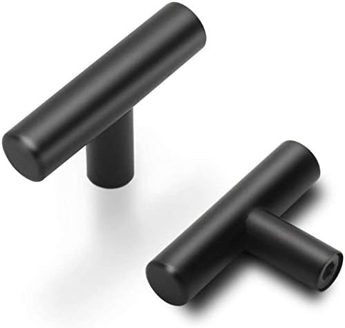 Probrico Black Kitchen Drawer Knobs, Black Cupboard Knobs for Kitchen, Matte Black Cabinet Knobs, Small Furniture Door Knobs, Single Hole, Stainless Steel, 5 Pieces
