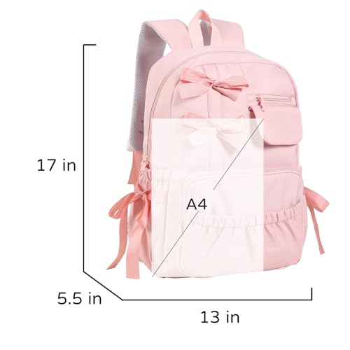 RTGNEI Kawaii Coquette Backpack with Bows for Teen Girls School Bookbag Aesthetic Dance Bag