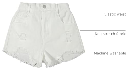 Image of Floerns Girl's Ripped Raw Hem Elastic Waist Straight Leg Denim Shorts with Pockets