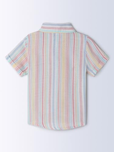 Image of Milou Girls 100% Cotton Stripes Allover Print Biowash Shorts | Soft & Breathable, Safe Dyes, Label-Free Comfort