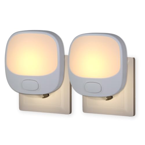 Wetry Nachtlicht Steckdosenlicht mit Druckschalter, Quadratisch, 2er Pack