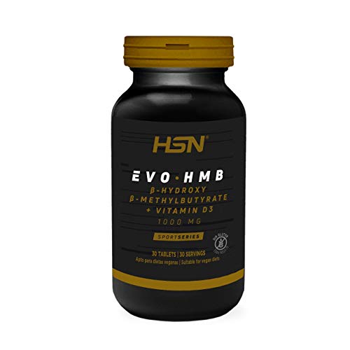HMB de HSN Sports | Evohmb 1000 mg | Con Vitamina D | Anticatabólico, Ayuda a Ganar Masa Muscular, Recuperador, Ideal para Dieta de Definición | Vegano, Sin Gluten, Sin Lactosa, 30 tabletas