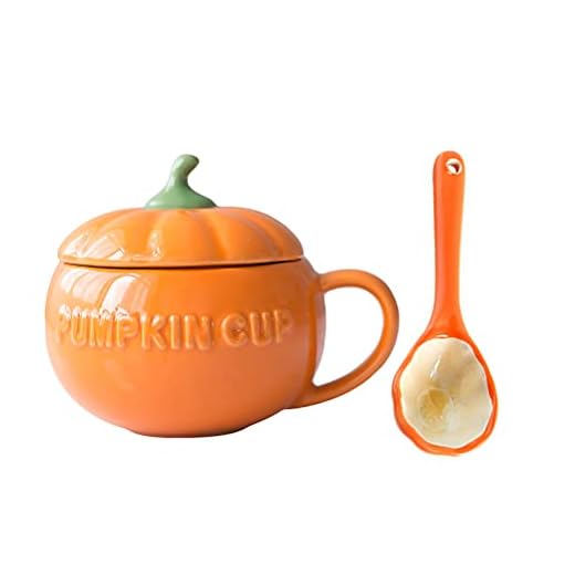 ifundom Decoraciones de Halloween 1 juego creativo de calabaza taza de cerámica taza de desayuno Halloween taza con cuchara