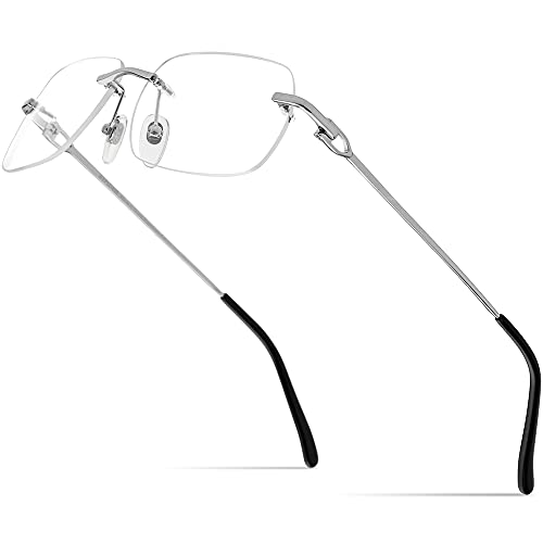 Image of HEPIDEM Vintage Style Rimless Rectangular Metal Eyeglasses for Men,New Frameless Square Optical Glasses Frame