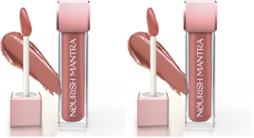 Image of Nourish Mantra's Tedha Medha Hazelnut Lipstick (3.5ml) / Creamy Matte Liquid Lipstick with SPF /Water Proof /Smudge Proof /Transfer Proof /Long Lasting /Suits All Skin Tones (Pack of 2)