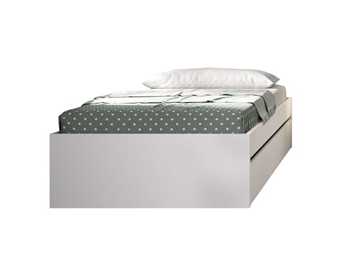 DEKIT GRUPO RIMOBEL LAGO - Aro de cama 90X190 con dos cajones - BLANCO - 40,3 x 95,8 x 194,8