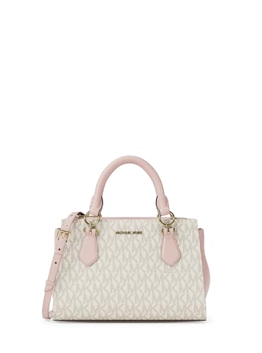 Michael Kors Marilyn - Bolso cruzado pequeño, herrajes en tono dorado/firma MK/Blush Multi