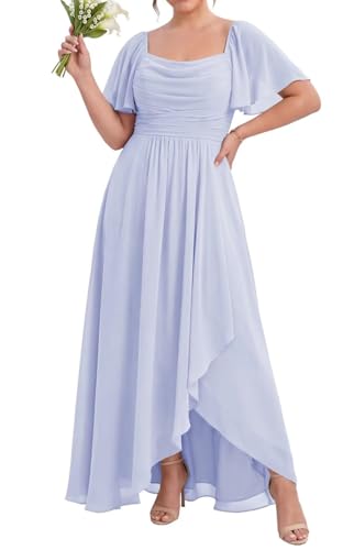 Robe de demoiselle d'honneur plissée en mousseline de soie ZMKI829