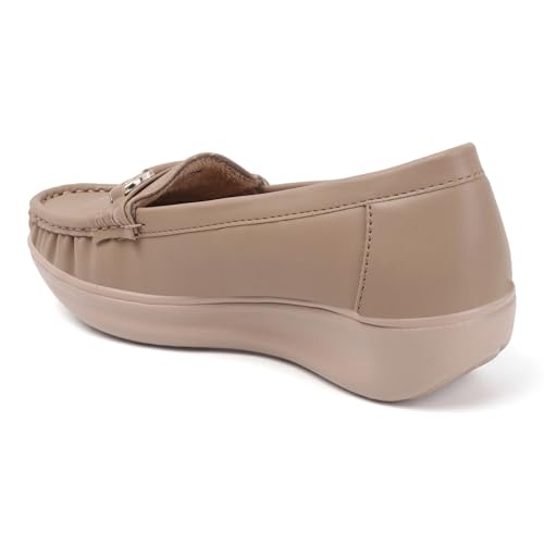 Image of Vendoz Women Comfortable Slip On Formal Loafer for Women | Stylish Fashion Moccasins Range | Cushioned Footbed Finish | Flexible | 1 Inch Heel Height| Formal Office Wear Shoe