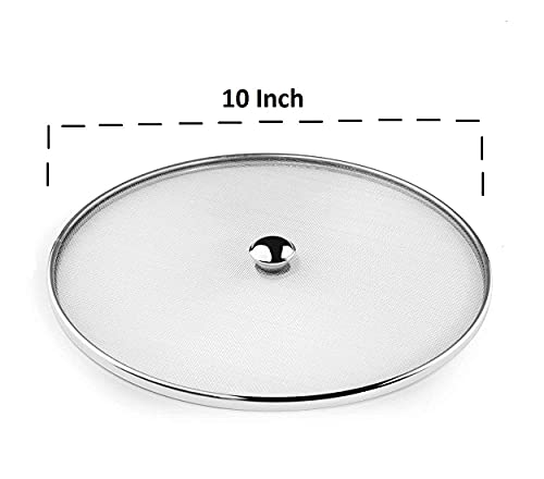 Image of Stainless Steel Mesh Food Cover Set, 20, 22, 25 cm Diameter (8, 9, 10 Inch), Splatter Screen Lids for Kitchen, Pack of 3