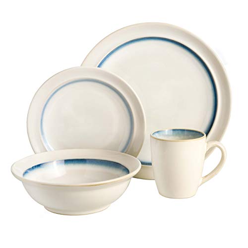 image for Gibson Elite Lawson 16 Piece Dinnerware Set, Teal, White/Teal, Service